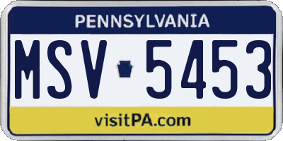 PA license plate MSV5453