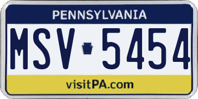 PA license plate MSV5454