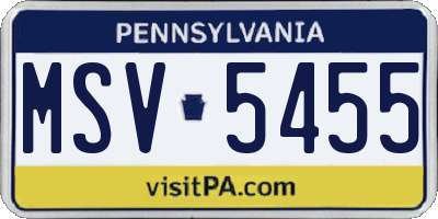 PA license plate MSV5455