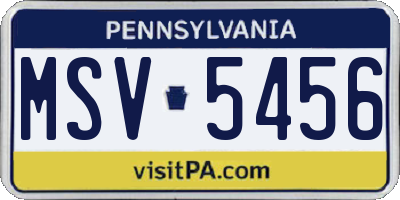 PA license plate MSV5456