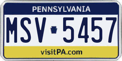 PA license plate MSV5457