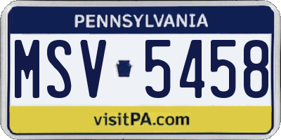 PA license plate MSV5458