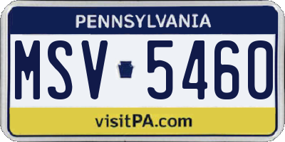 PA license plate MSV5460