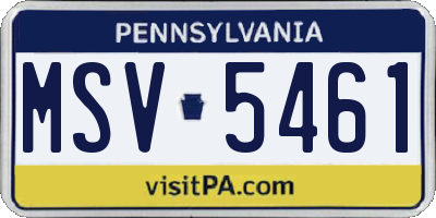 PA license plate MSV5461