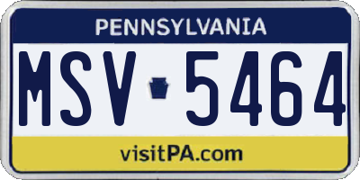 PA license plate MSV5464