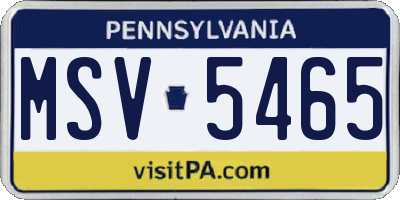 PA license plate MSV5465
