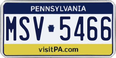 PA license plate MSV5466