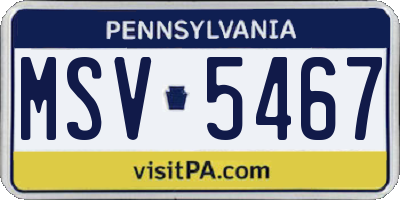 PA license plate MSV5467