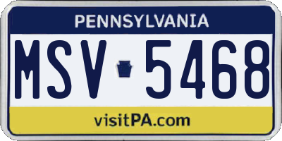 PA license plate MSV5468