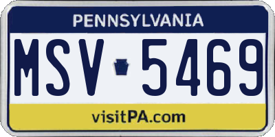 PA license plate MSV5469