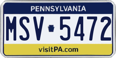 PA license plate MSV5472
