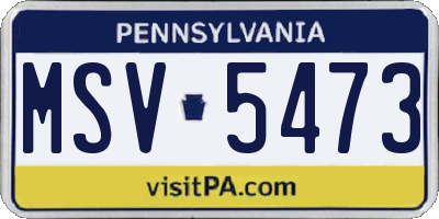 PA license plate MSV5473