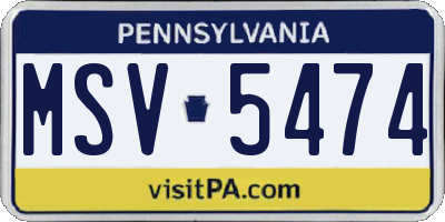 PA license plate MSV5474