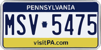 PA license plate MSV5475