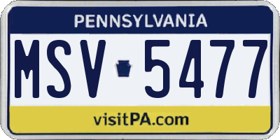 PA license plate MSV5477