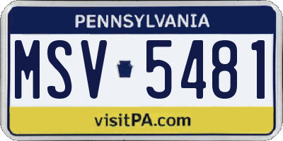 PA license plate MSV5481