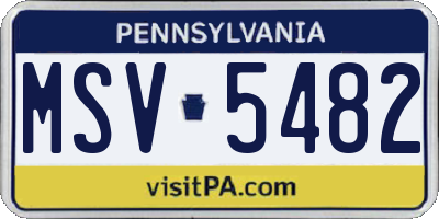 PA license plate MSV5482