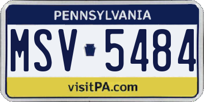 PA license plate MSV5484