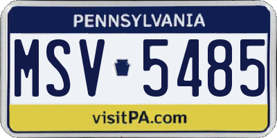PA license plate MSV5485