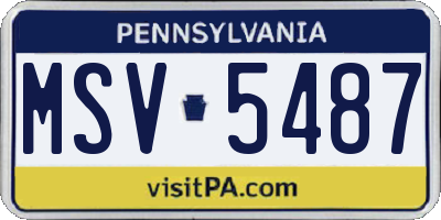 PA license plate MSV5487