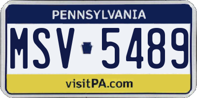PA license plate MSV5489