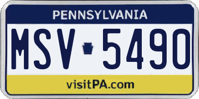 PA license plate MSV5490