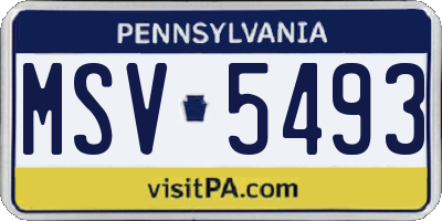 PA license plate MSV5493