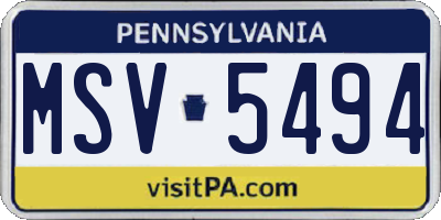 PA license plate MSV5494