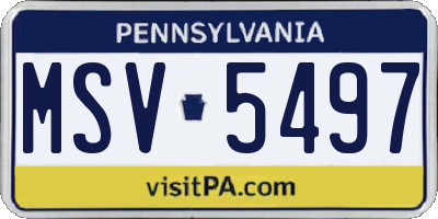 PA license plate MSV5497