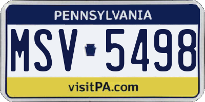 PA license plate MSV5498