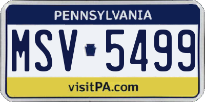 PA license plate MSV5499