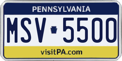 PA license plate MSV5500