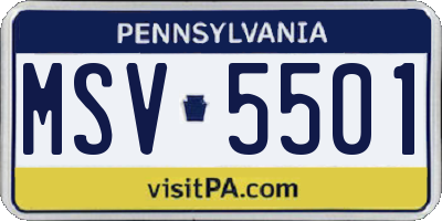 PA license plate MSV5501