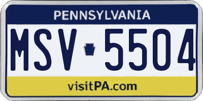 PA license plate MSV5504