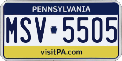PA license plate MSV5505