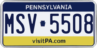 PA license plate MSV5508