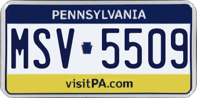 PA license plate MSV5509