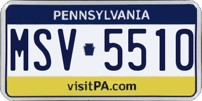 PA license plate MSV5510