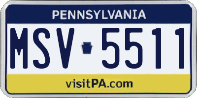 PA license plate MSV5511