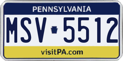 PA license plate MSV5512