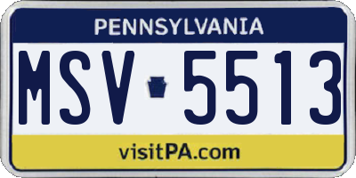 PA license plate MSV5513