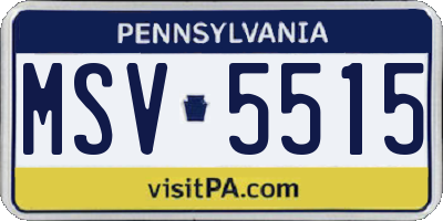 PA license plate MSV5515