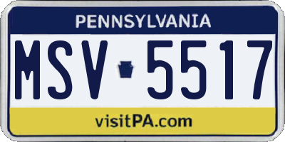 PA license plate MSV5517