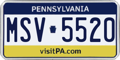 PA license plate MSV5520