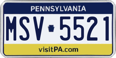 PA license plate MSV5521