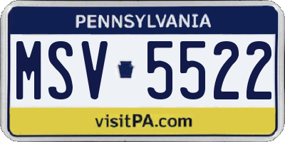 PA license plate MSV5522