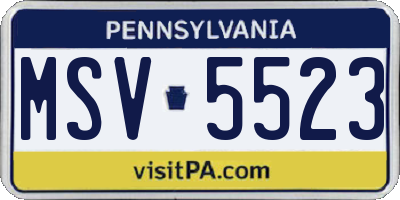 PA license plate MSV5523