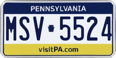 PA license plate MSV5524