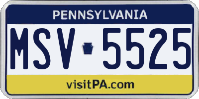 PA license plate MSV5525