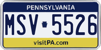 PA license plate MSV5526